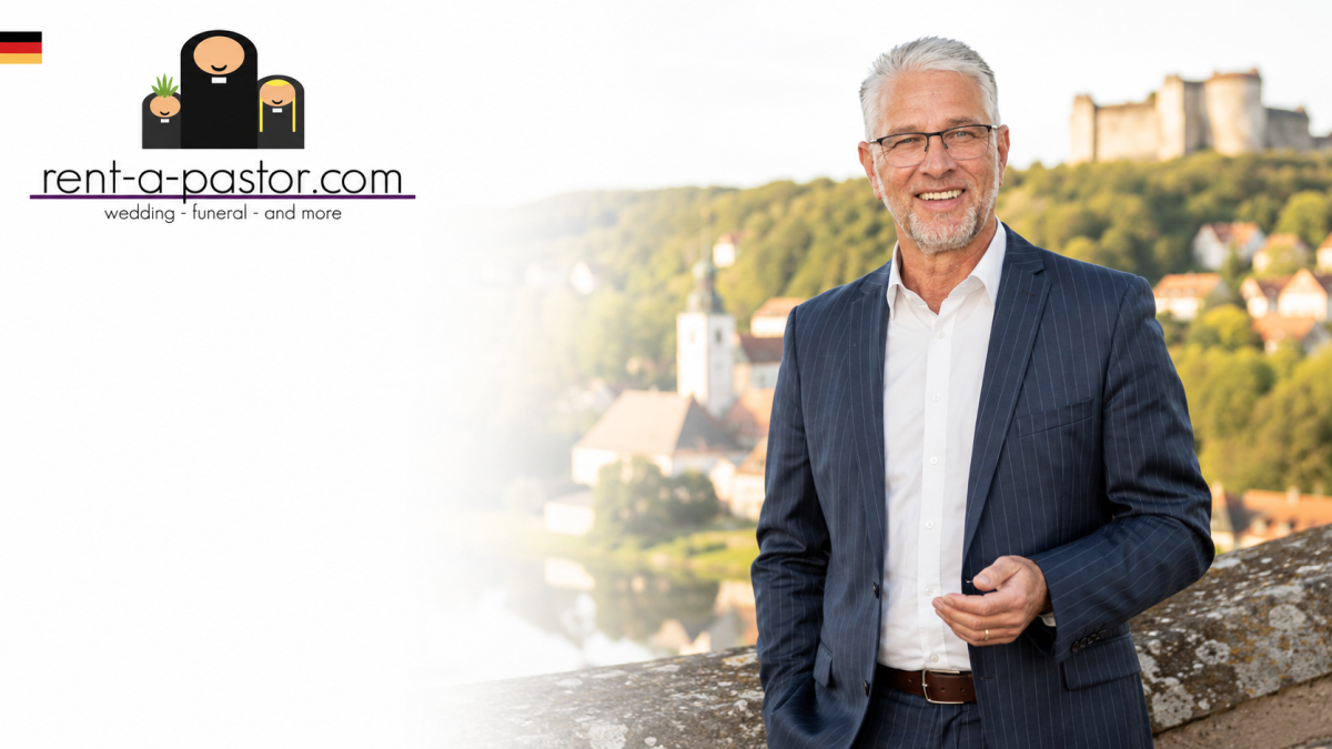 Trauredner in Nassenfels bei einer freien Trauung im Altmühltal. Moderner freier Redner vor regionaler Kulisse mit Burg und Natur in Bayern.