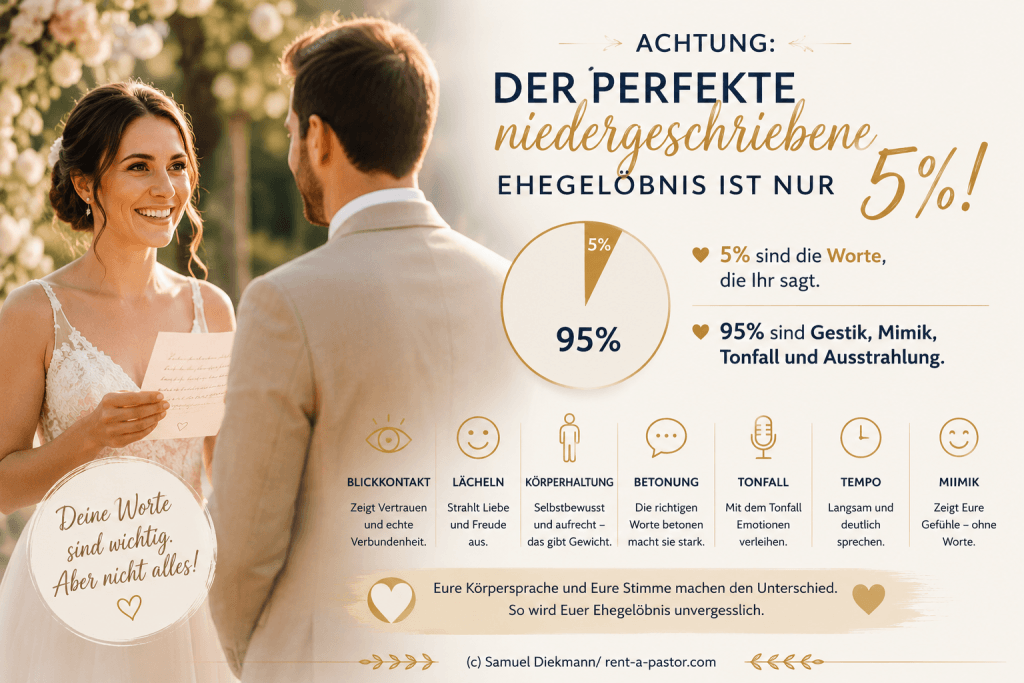 Braut spricht emotionales Ehegelöbnis bei freier Trauung mit Tipps zu Körpersprache, Gestik, Mimik und Tonfall von Samuel Diekmann