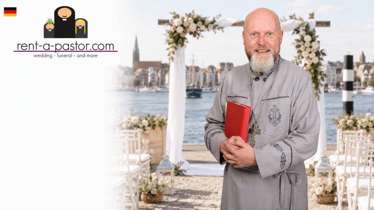 Orthodoxer Priester und Trauredner Arne Giewald bei einer freien Trauung am Wasser in Flensburg
