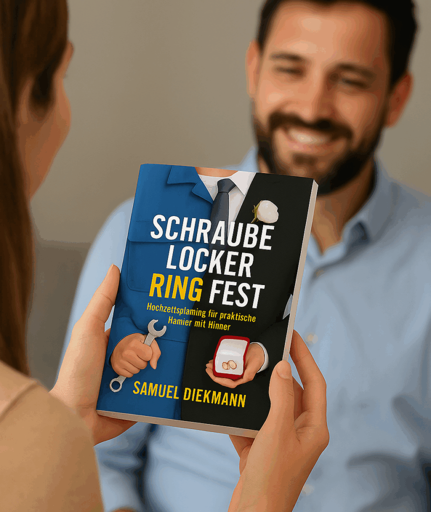 „Schraube locker – Ring fest“ ist das perfekte Geschenk von ihr an ihn zur Hochzeitsvorbereitung.