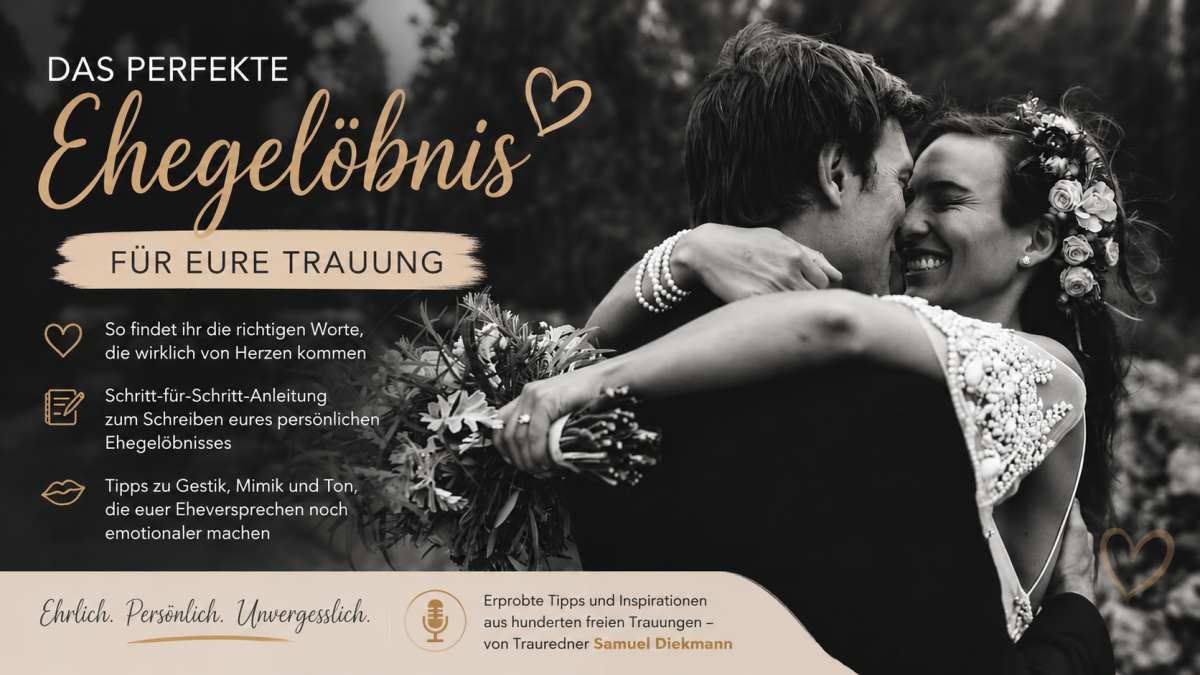 Brautpaar umarmt sich emotional bei freier Trauung als Titelbild zum perfekten Ehegelöbnis von Samuel Diekmann