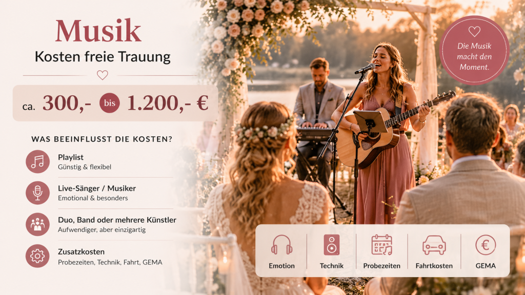 Live-Musikerin bei einer freien Trauung im Freien mit Übersicht zu Musik-Kosten einer freien Trauung