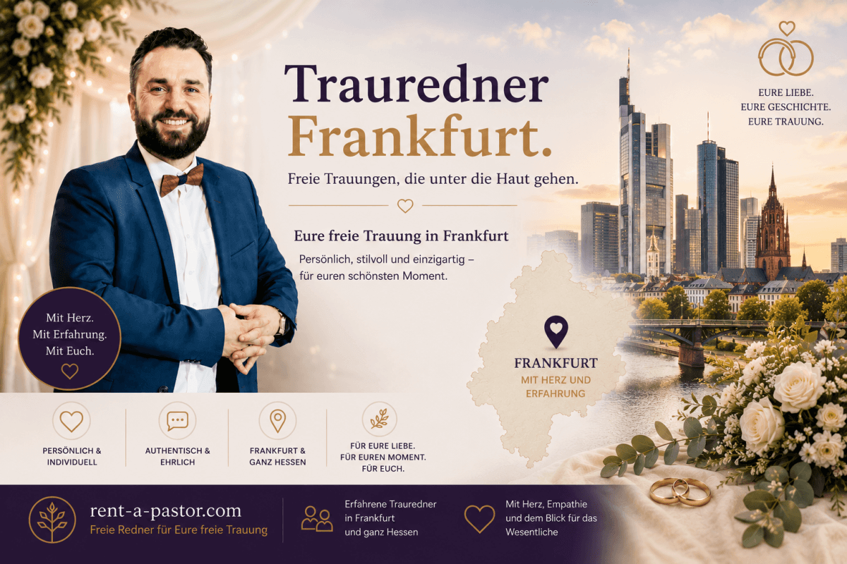 Samuel Diekmann als Trauredner in Frankfurt vor der Skyline von Frankfurt am Main mit romantischer Hochzeitskulisse und Informationen zu freien Trauungen im Rhein-Main-Gebiet