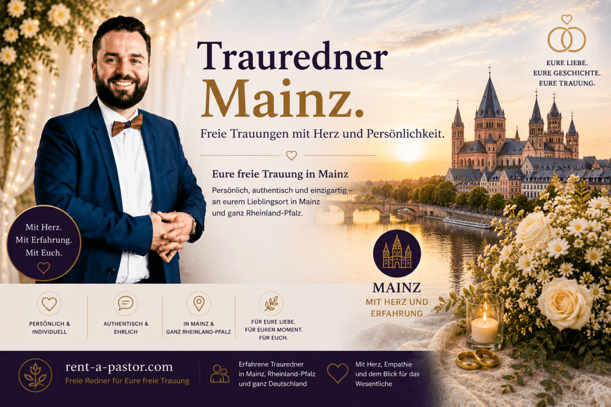 Samuel Diekmann als Trauredner in Mainz vor Mainzer Dom und romantischer Rheinkulisse für freie Trauungen in Rheinland-Pfalz