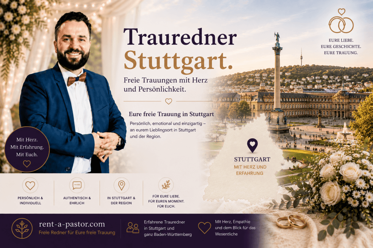 Samuel Diekmann als Trauredner in Stuttgart vor moderner Hochzeitskulisse mit Stuttgarter Skyline und romantischer Atmosphäre für freie Trauungen